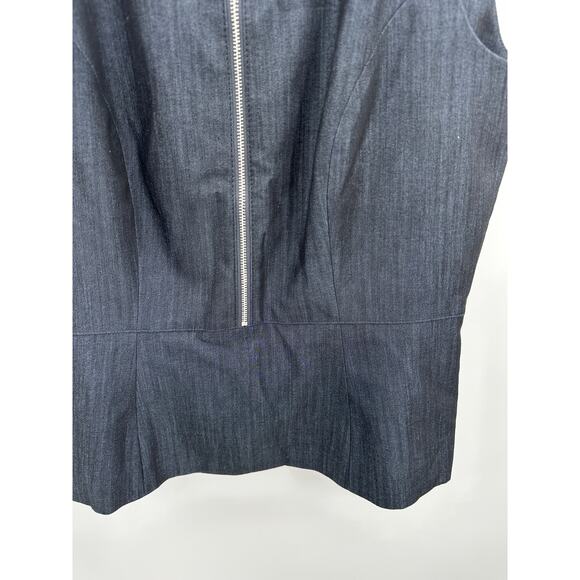 Calvin Klein Top Women 6 Dark Blue Zip Front Sleeveless Back Zip Peplum Blouse - Picture 5 of 8